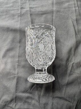 Vintage American Brilliant Wine / Water Cut Glass Cup / Goblet 5" Tall